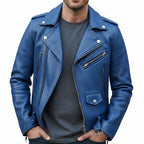 Men's Moto Style Biker Jacket wyxen style, distressed cafe Racer genuine lambskin