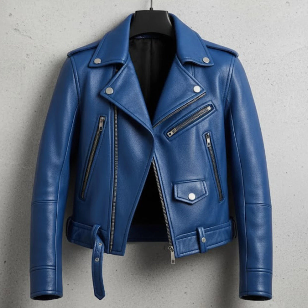 Men's Moto Style Biker Jacket wyxen style, distressed cafe Racer genuine lambskin